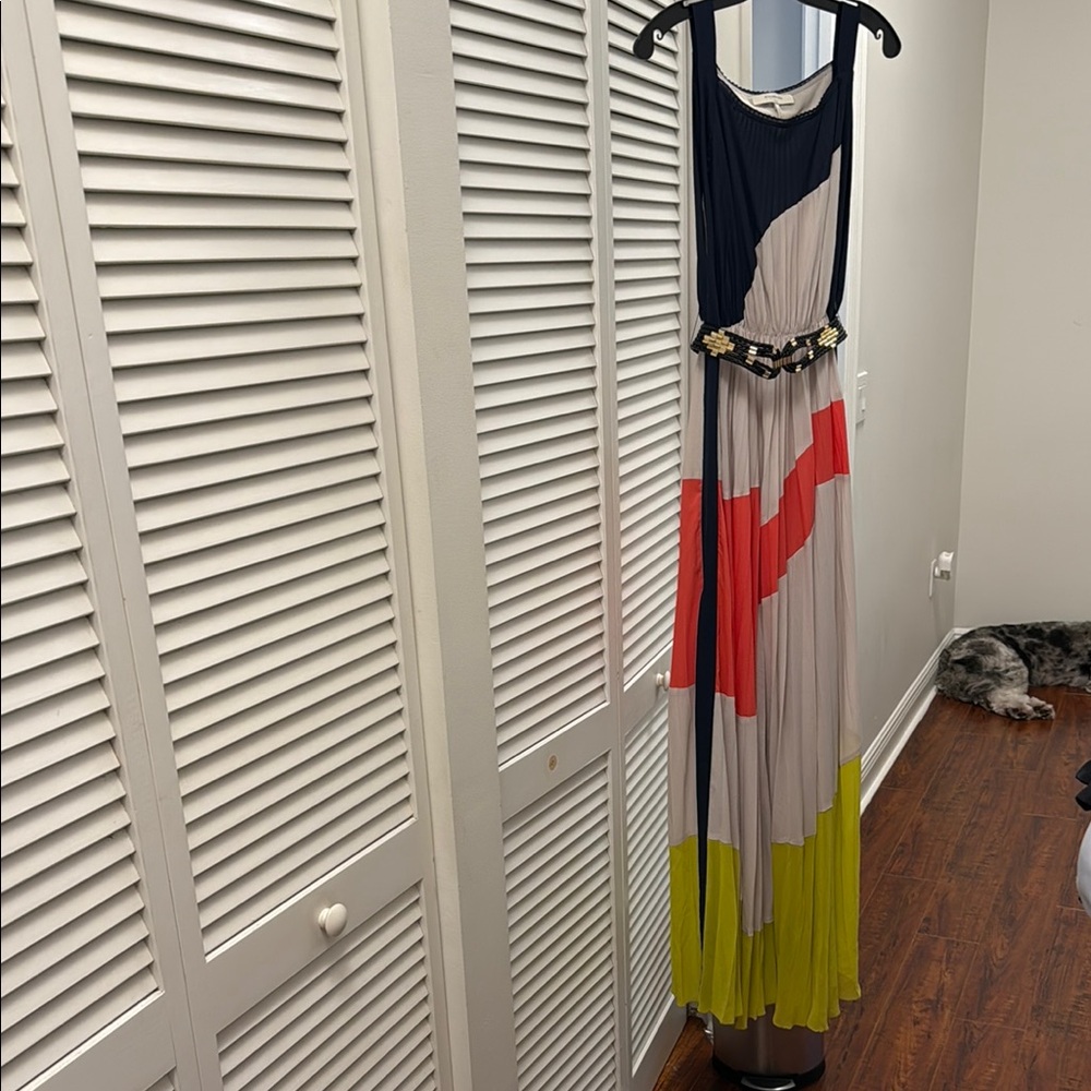 BCBGMaxAzria Pink and Blue Sleeveless Maxi Sundress
